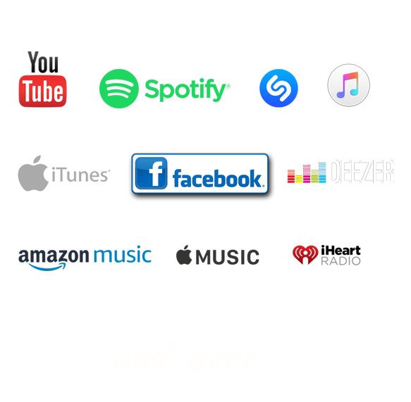 Cover song distribution logo with streaming services around it